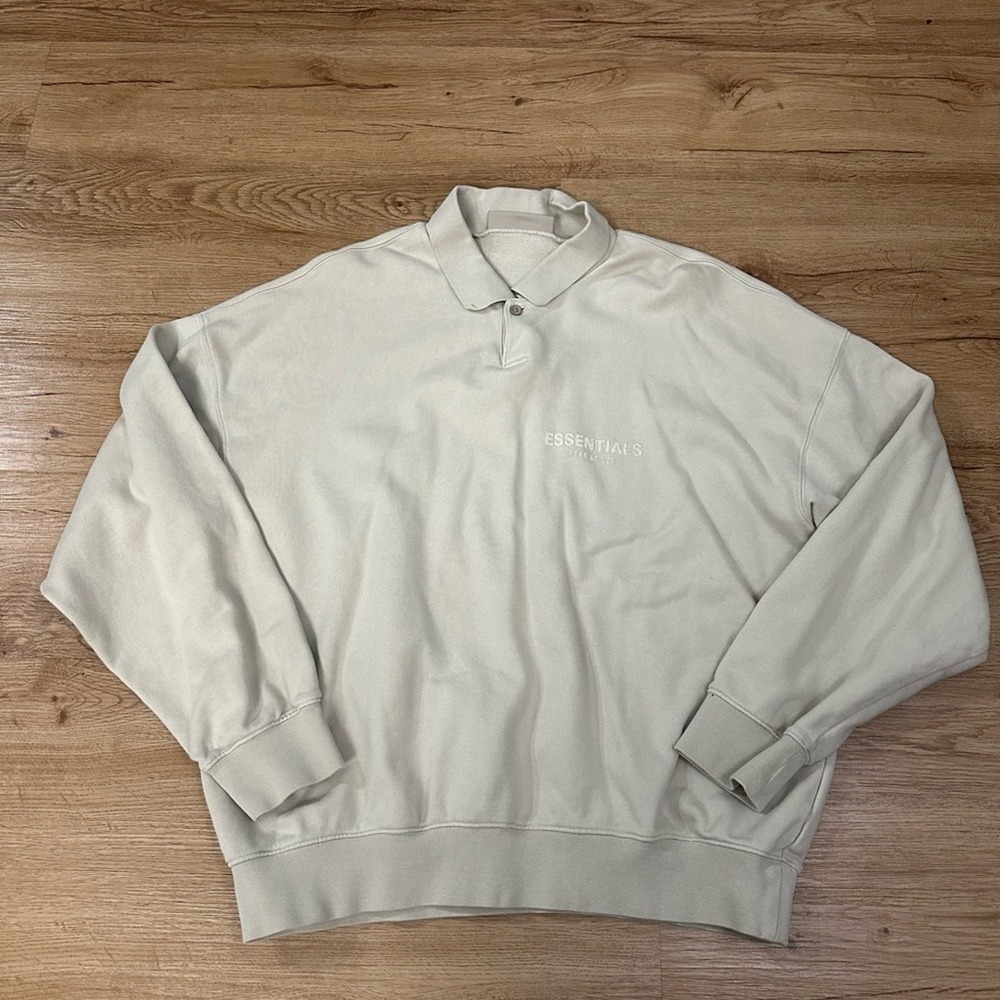 Essentials fear of god polo long sleeve sweatshirt men's size medium